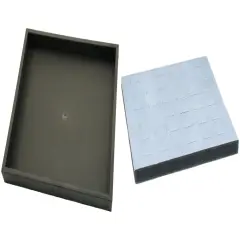 Black Open Square Stackable Jewelry Display Tray w/ Gray 36-slot Foam Insert