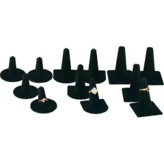 12 Black Velvet Ring Finger Display Showcase Fixture