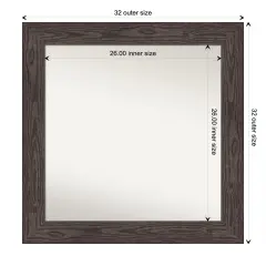 Amanti Art Non-Beveled Wood Wall Mirror, Bridge Black Frame