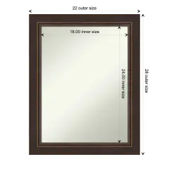 Amanti Art Non-Beveled Wood Wall Mirror, Lara Bronze Frame