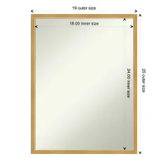 Amanti Art Non-Beveled Wood Wall Mirror, Svelte Clay Grey Frame Svelte Polished Gold Frame