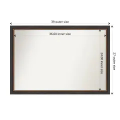 Amanti Art Non-Beveled Wood Wall Mirror, Ashton Black Frame
