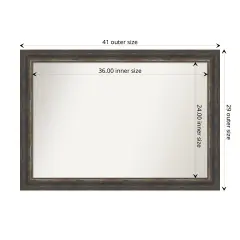 Amanti Art Non-Beveled Wall Mirror, Alta Brown Grey Frame Alta Rustic Char