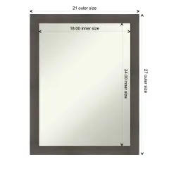 Amanti Art Non-Beveled Wood Wall Mirror, Hardwood Chocolate Narrow Frame