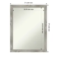 Amanti Art Non-Beveled Wall Mirror, Dove Greywash Square Frame