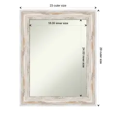 Amanti Art Non-Beveled Wood Wall Mirror, Alexandria Greywash Frame Alexandria White Wash