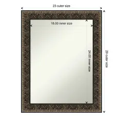 Amanti Art Non-Beveled Wood Wall Mirror, Intaglio Embossed Black Frame