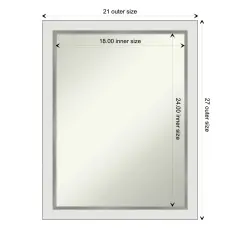 Amanti Art Non-Beveled Wall Mirror, Eva Black Silver Narrow Frame Eva White Silver Narrow
