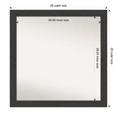 Amanti Art Non-Beveled Wall Mirror, Rustic Plank Espresso Narrow Frame