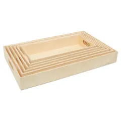 Unfinished Wood Nesting Trays, with Handles and without Handles, 6-set, Crafts & Home | Woodpeckers