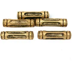 17g Bali Tube Bead Antique Gold Plt Round 23mm Approx 5