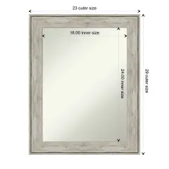 Amanti Art Non-Beveled Wall Mirror, Crackled Metallic Frame