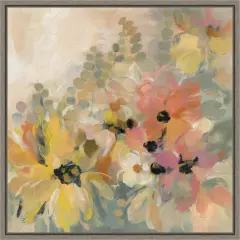 June Flower Bed by Silvia Vassileva 16-in. W x 16-in. H. Canvas Wall Art Print Framed in Grey