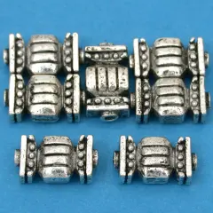 Bali Tube Beads Antique Silver Plated 14mm Approx 6