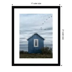 Beach hut by Lotte Gronkjaer Wood Framed Wall Art Print