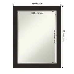 Beveled Bathroom Wall Mirror, Furniture Espresso Narrow Frame