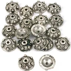 Bali Bead Caps Antique Silver Plt Beads 9.5mm Approx 20
