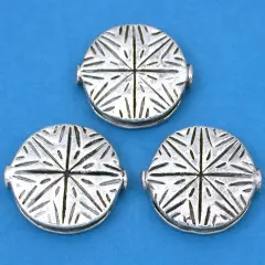 Fluted Star Beads Antique Silver Plated 19.5mm Approx 3