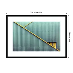 Stairs and Yellow Door by Jan Niezen Wood Framed Wall Art Print