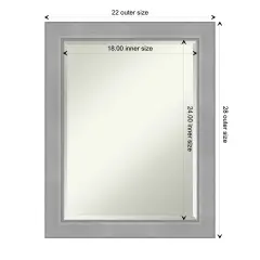 Beveled Bathroom Wall Mirror, Vista Brushed Nickel Frame