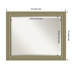 Beveled Wood Bathroom Wall Mirror, Vegas Silver Frame