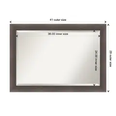 Beveled Wood Bathroom Wall Mirror, Hardwood Frame