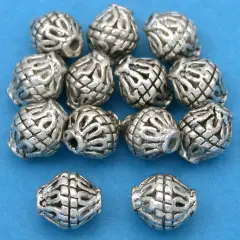 15g Bali Bicone Tube Beads Antq Silver Plt 8.5mm App 12