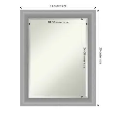 Beveled Bathroom Wall Mirror, Peak Polished Nickel Narrow Frame
