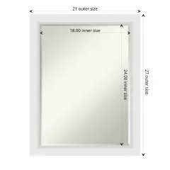 Petite Bevel Wood Wall Mirror, Blanco White Frame