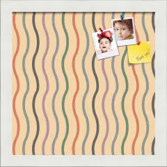 PinPix Custom Bulletin Board Multi Color Waves Poster Board Has a Fabric Style Canvas Finish, Framed in Satin White Frame, by ArtToFrames (PinPix-565)