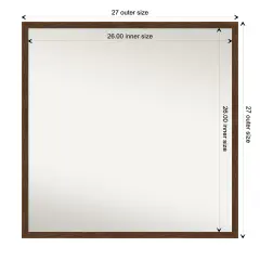 Amanti Art Non-Beveled Wood Wall Mirror, Carlisle Blonde Narrow Frame Carlisle Brown Narrow