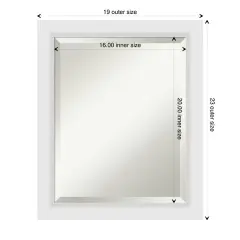 Beveled Wood Bathroom Wall Mirror, Blanco White Frame