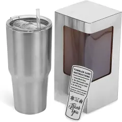 Makerflo 30 oz Stainless Steel Tumbler with Lid & Straw | Craft-Ready for DIY Gifts & Personalization (Epoxy, UV DTF, Vinyl, and Laser Engraving) - Not for Sublimation