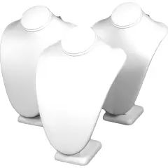 3 Necklace Bust White Leather Jewelry Showcase Display