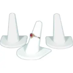 3 White Leather Ring Finger Jewelry Holder Showcase Display Stands