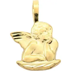 14K Yellow Gold Guardian Angel Charm Pendant