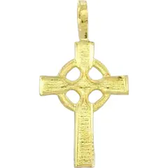 14K Gold Celtic Cross Charm Religious God Jewelry 18mm