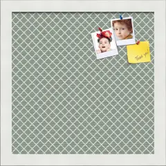 PinPix Custom Bulletin Board Nile Green Diamond Poster Board Has a Fabric Style Canvas Finish, Framed in Satin White Frame, by ArtToFrames (PinPix-380)