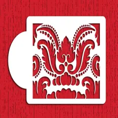 Damask Cake Stencil Tier #1 | C401 by Designer Stencils | Cake Decorating Tools | Baking Stencils for Royal Icing, Airbrush, Dusting Powder | Reusable Plastic Food Grade Stencil for Cakes | Easy to Use & Clean Cake Stencil
