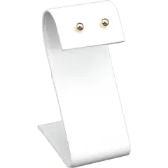 White Leather Earring Display Stand Jewelry Case 3.25"