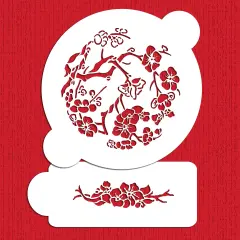 Japanese Dogwood Set Cake Stencils | C313 by Designer Stencils | Cake Decorating Tools | Baking Stencils for Royal Icing, Airbrush, Dusting Powder | Reusable Plastic Food Grade Stencil for Cakes | Easy to Use & Clean Cake Stencil