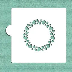 Circle of Hearts Cookie & Craft Stencil | CM046 by Designer Stencils | Cookie Decorating Tools | Baking Stencils for Royal Icing, Airbrush, Dusting Powder | Craft Stencils for Canvas, Paper, Wood | Reusable Food Grade Stencil