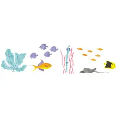 Underwater Scene Wall Stencil | 114 by Designer Stencils | Animal & Nature Stencils | Reusable Art Craft Stencils for Painting on Walls, Canvas, Wood | Reusable Plastic Paint Stencil for Home Makeover | Easy to Use & Clean Art Stencil