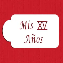 Mis XV A&ntilde;os Cake Stencil | C079 by Designer Stencils | Cake Decorating Tools | Baking Stencils for Royal Icing, Airbrush, Dusting Powder | Reusable Plastic Food Grade Stencil for Cakes | Easy to Use & Clean Cake Stencil