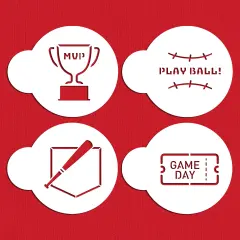 Small Sports Themed Candy Stencils | C1078 by Designer Stencils | Candy & Cookie Decorating Tools | Baking Stencils for Royal Icing, Airbrush, Dusting Powder | Reusable Plastic Food Grade Stencil for Cookies | Easy to Use & Clean