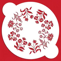 Spring Garden Cake Stencil Top | C240 by Designer Stencils | Cake Decorating Tools | Baking Stencils for Royal Icing, Airbrush, Dusting Powder | Reusable Plastic Food Grade Stencil for Cakes | Easy to Use & Clean Cake Stencil