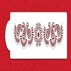 Mehndi Cake Stencil Tier #2 | C391 by Designer Stencils | Cake Decorating Tools | Baking Stencils for Royal Icing, Airbrush, Dusting Powder | Reusable Plastic Food Grade Stencil for Cakes | Easy to Use & Clean Cake Stencil