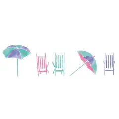 Beach Chairs and Umbrella Wall Stencil | 093 by Designer Stencils | Outdoor Stencils | Reusable Art Craft Stencils for Painting on Walls, Canvas, Wood | Reusable Plastic Paint Stencil for Home Makeover | Easy to Use & Clean Art Stencil