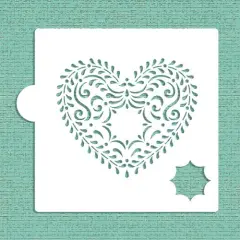 Monogram Heart Cookie & Craft Stencil | CM064 by Designer Stencils | Cookie Decorating Tools | Baking Stencils for Royal Icing, Airbrush, Dusting Powder | Craft Stencils for Canvas, Paper, Wood | Reusable Food Grade Stencil