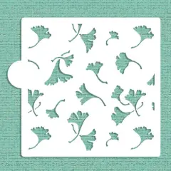 Ginko Leaves Allover Cookie & Craft Stencil | CM010 by Designer Stencils | Cookie Decorating Tools | Baking Stencils for Royal Icing, Airbrush, Dusting Powder | Craft Stencils for Canvas, Paper, Wood | Reusable Food Grade Stencil